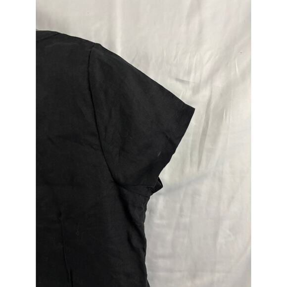 Eileen Fisher Black 100% Irish Linen Button Blouse Top Cap Sleeves LARGE - Picture 16 of 16